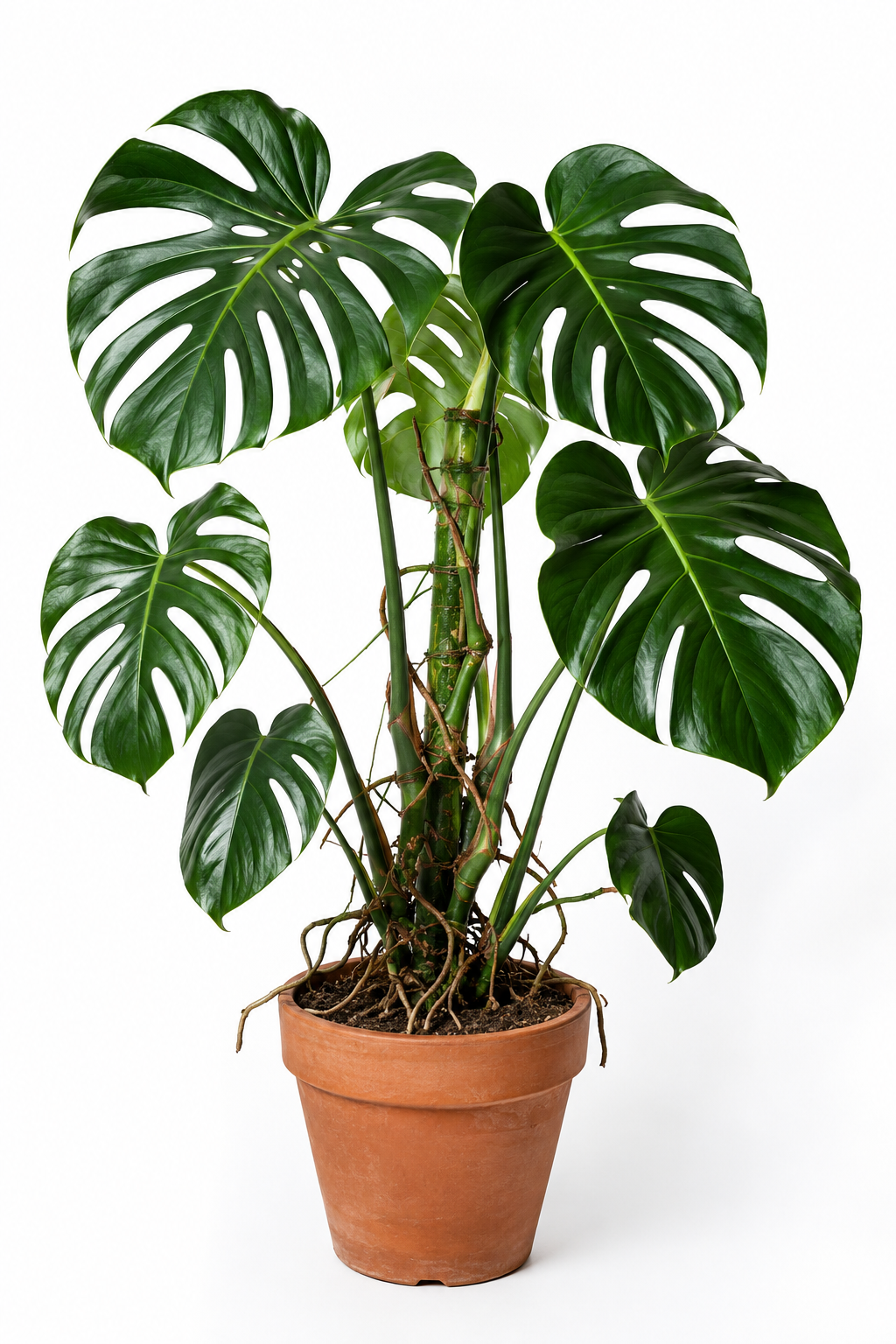 Monstera deliciosa en maceta de barro