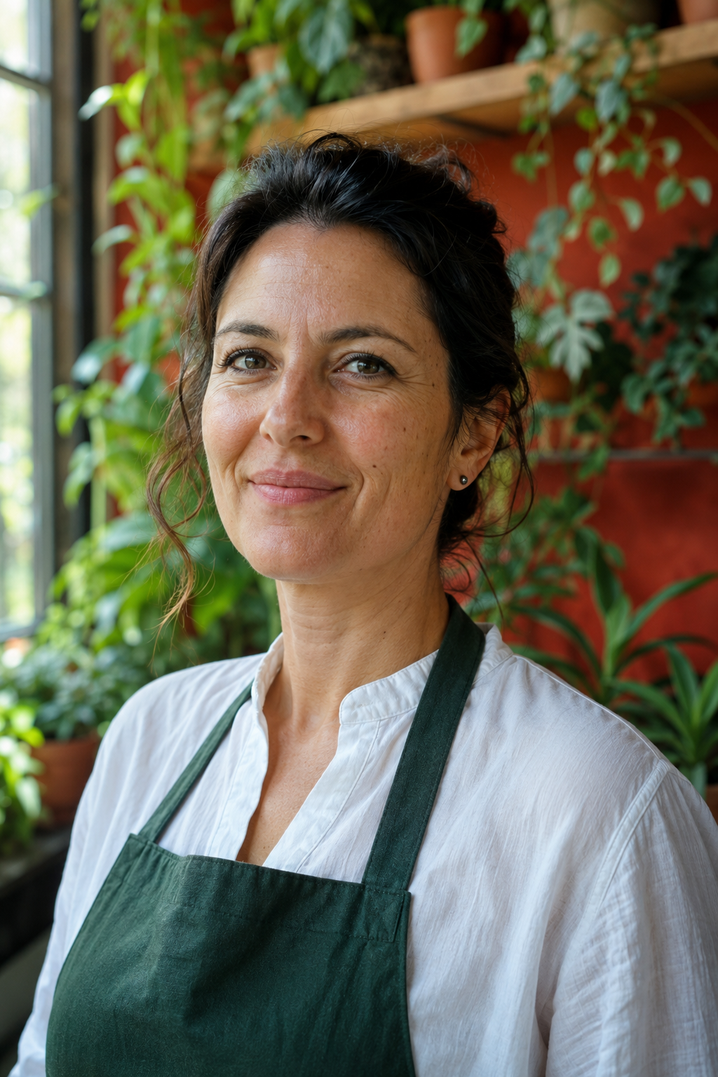 Elena Calderon en el invernadero